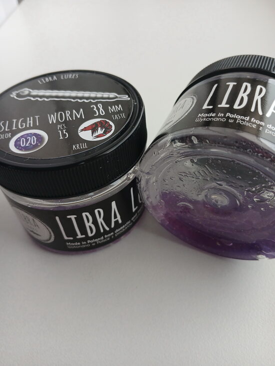 Slight Worm 38mm, 020-Purple With Glitter, 0,25gr, Krill, 15psc/pack